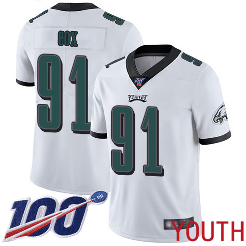 Youth Philadelphia Eagles 91 Fletcher Cox White Vapor Untouchable NFL Jersey Limited Player Season